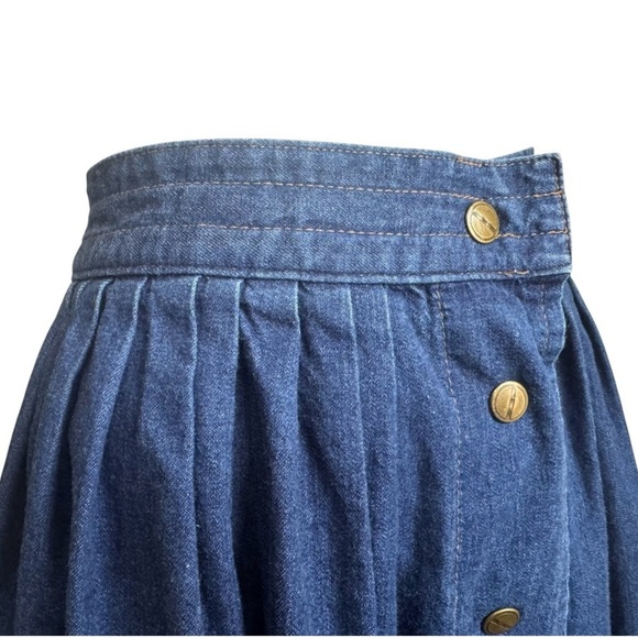 Vintage GABRIELLA Blue Denim Skirt Pleated Button-Front Women’s Size 10 - Picture 6 of 9